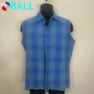 Ball Sleeveless Button Front Shirt Medium Gently worn Cotton blend thin stretch